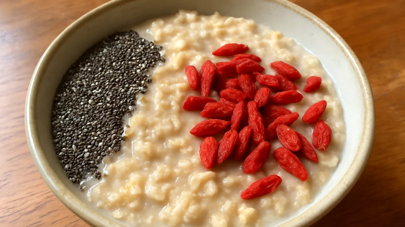 Porridge d'avoine aux graines de chia et baies de goji"