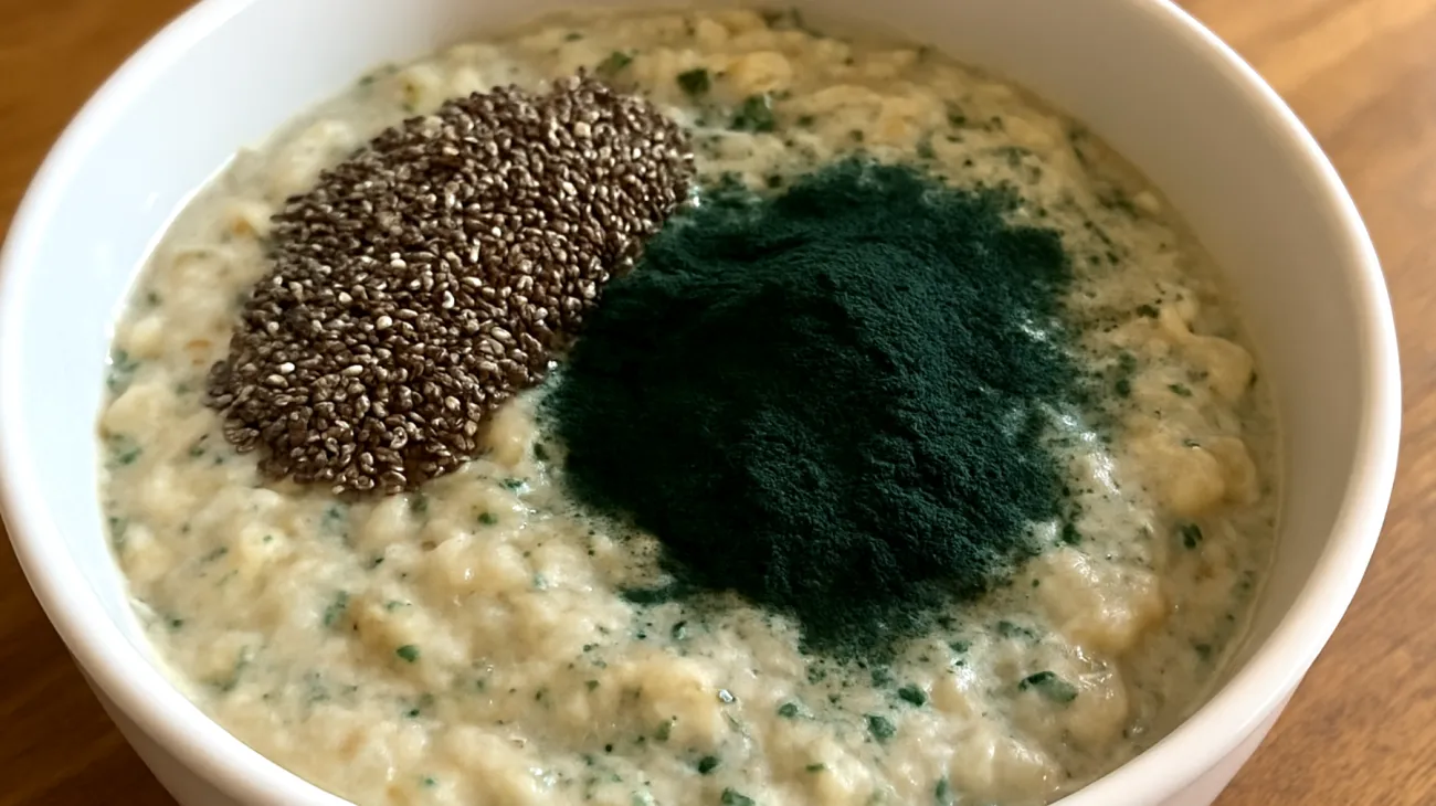 Porridge d'avoine aux graines de chia et spiruline"