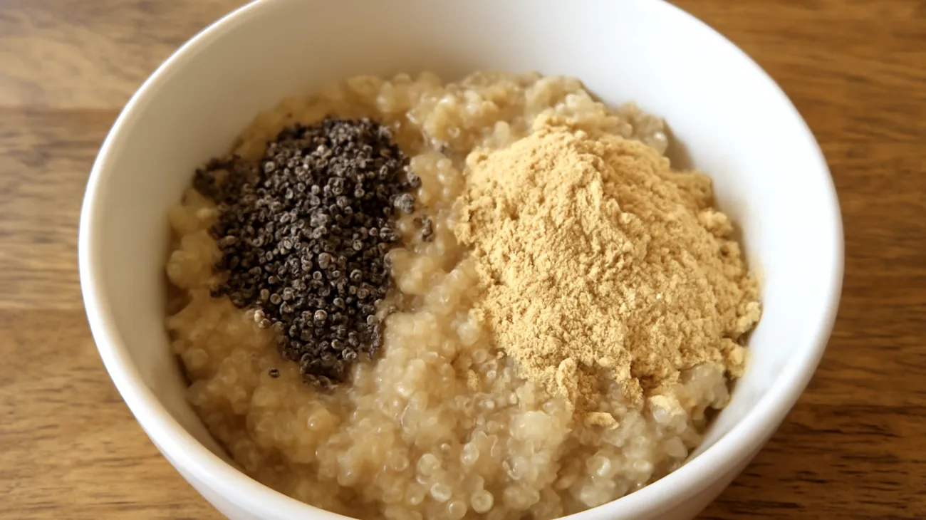 Porridge de quinoa aux graines de chia et poudre de maca"