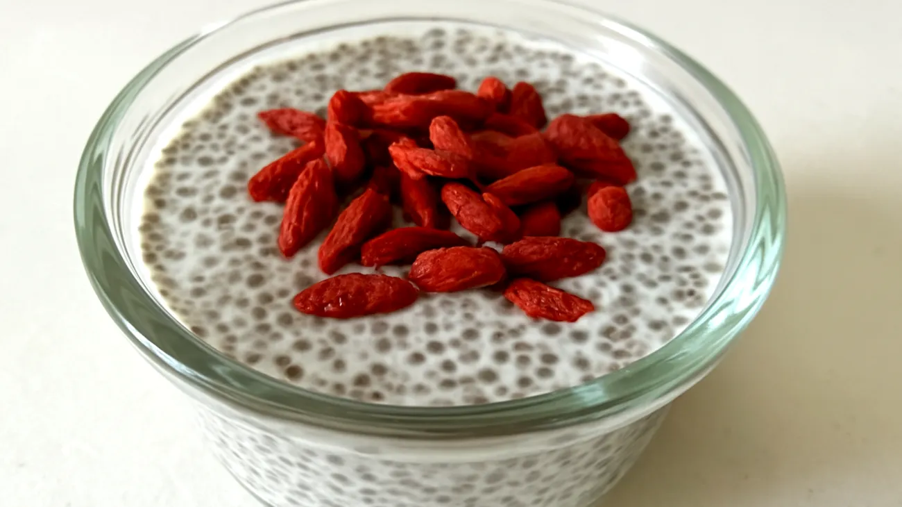 Pudding de graines de chia au lait d'amande et baies de goji"