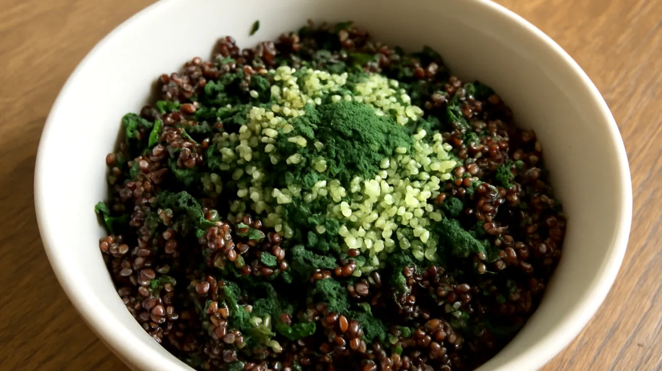 Salade de quinoa noir aux graines de chanvre et spiruline"