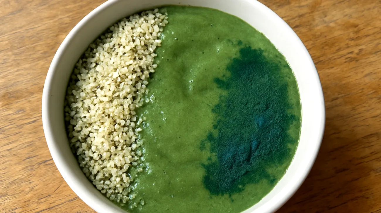 Smoothie bowl aux graines de chanvre et spiruline"
